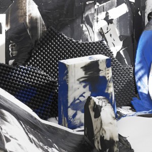 Nora Schultz in collaboration with Manuel Raeder, »Ein Traum: Die selbstgebaute Druck-Maschine arbeitet endlich«, 2012. Printing machine, paper prints, foam, dimensions variable. Unique. (Detail).