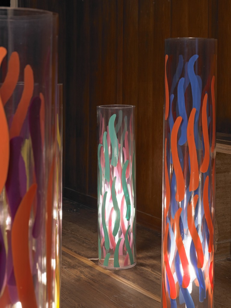 Carla Accardi, »Lampade«, 2010. Plexiglass and paint on plastic, dimensions variable. Unique.