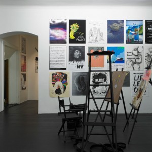 Installation view: Celluloid Brushes. An Anthology of the filmic perception of the artist from 1267 till today. A project by Etablissement d'en face, Brussels, Galerie Isabella Bortolozzi, Berlin, 29.06.2012–30.07.2012.