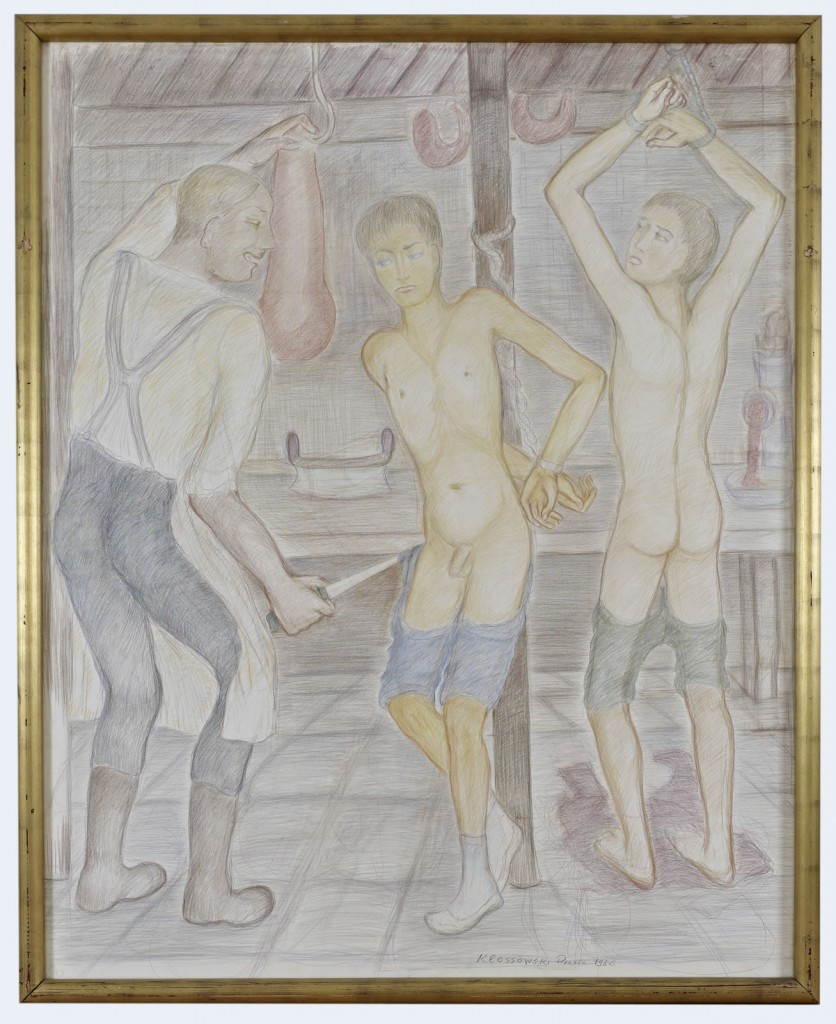 Pierre Klossowski. <i>Le boucher.</i> 1986.
Coloured pencil on paper.
180 x 145 cm. Unique.