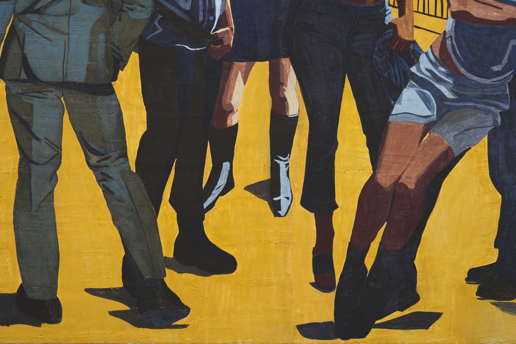 Public Affairs 1 (detail), 2020. Fresco on wooden panel, 200 x 200 cm.