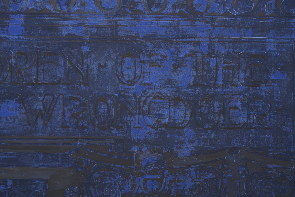 Defend the Children of the Poor and Punish the Wrongdoer (detail), 2020.
Fresco on wooden panel, 122 x 232.5 cm.