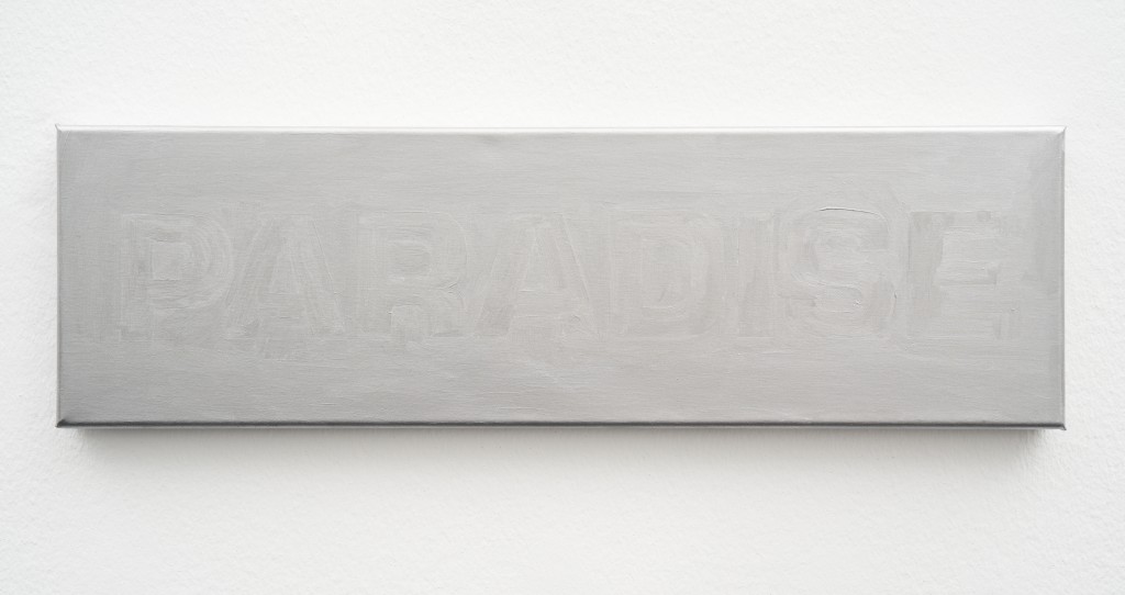 Calla Henkel & Max Pitegoff<br>
Paradise Hopscotch Reading Room, 2021<br>
Oil and acrylic on canvas, 18 x 60.3 x 2.3 cm<br>
Photo: © Graysc / Dotgain